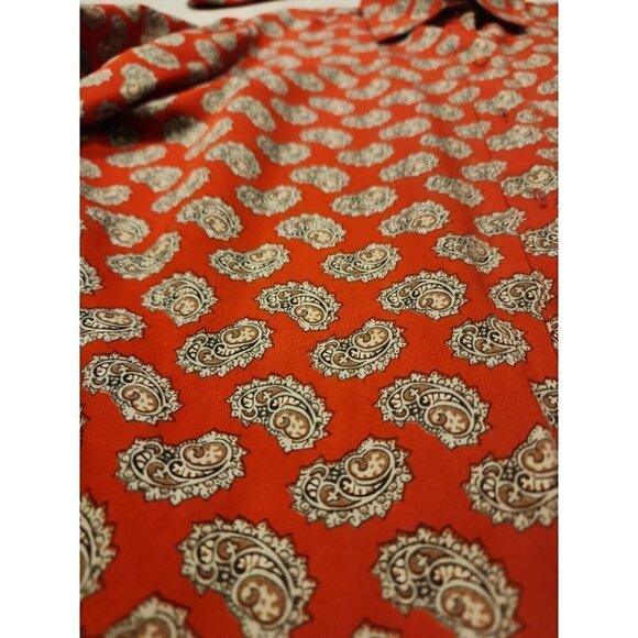 Lady Arrow Blouse Shirt Top Small Scarf Long Sleeve Button Front Red Paisley - Picture 3 of 6